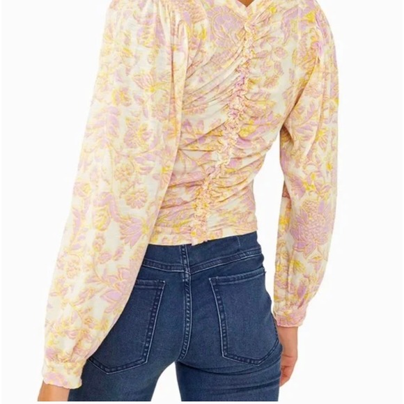 Free People Say The Word Ruched Long Sleeve Top NWT Large - Picture 2 of 8